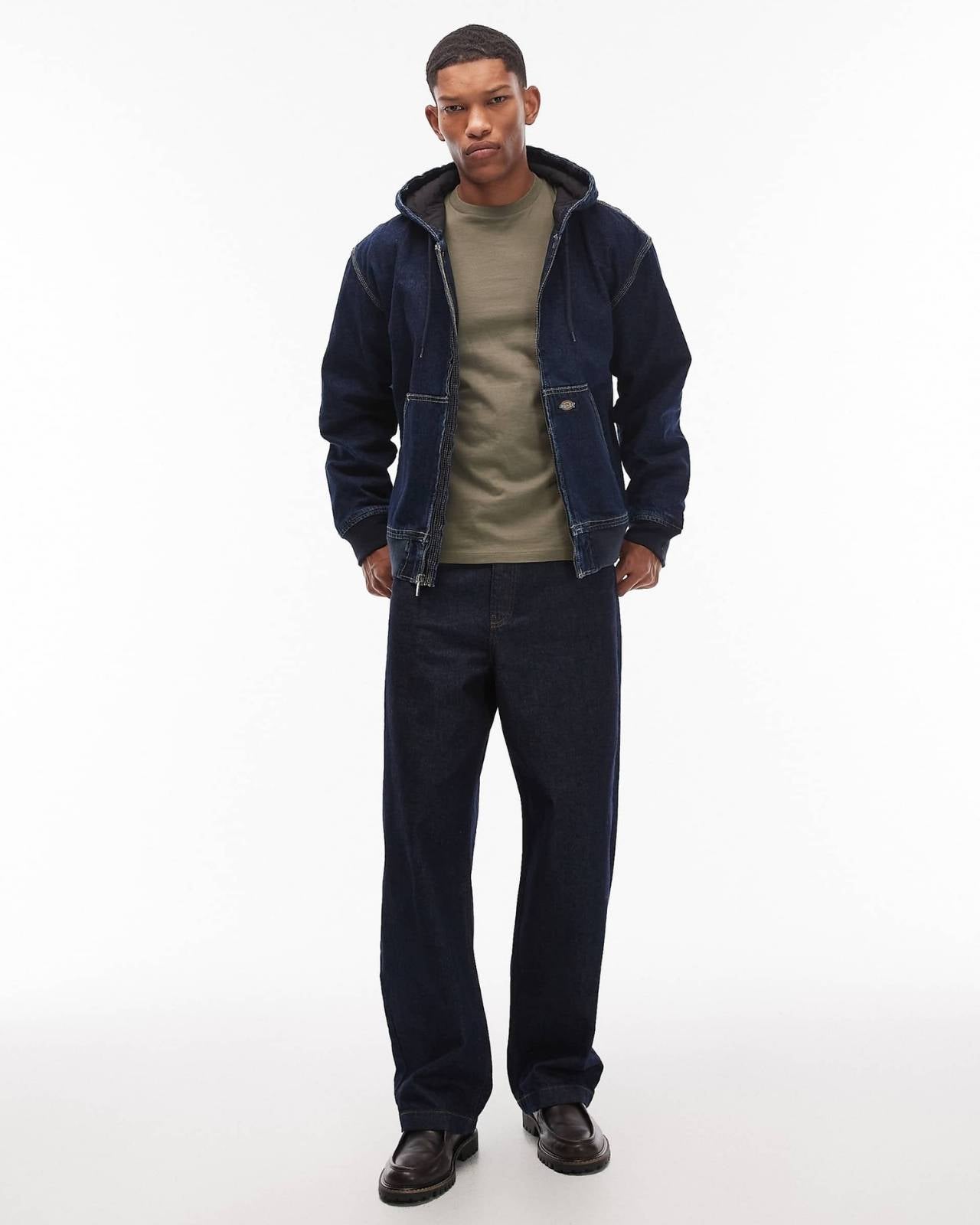 Denim Zip-Up Hoodi