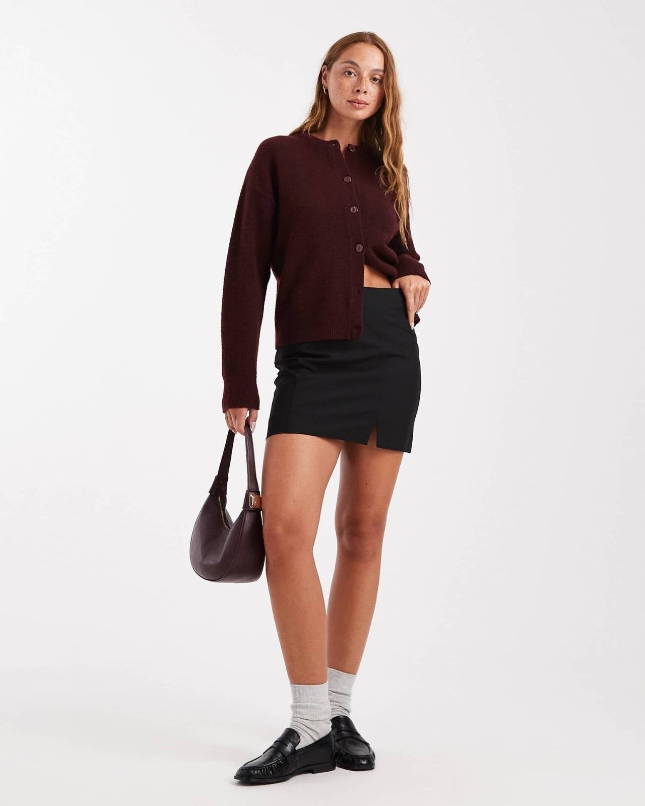 Minimal Front-Slit Mini Skirt