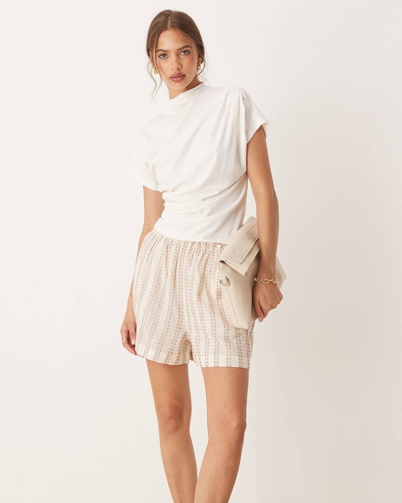 Draped Mock Neck Tee